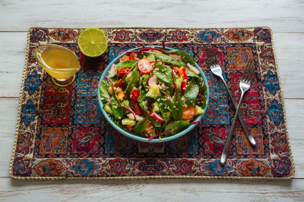 Organic Chard Salad with quinoa and tomatoes.