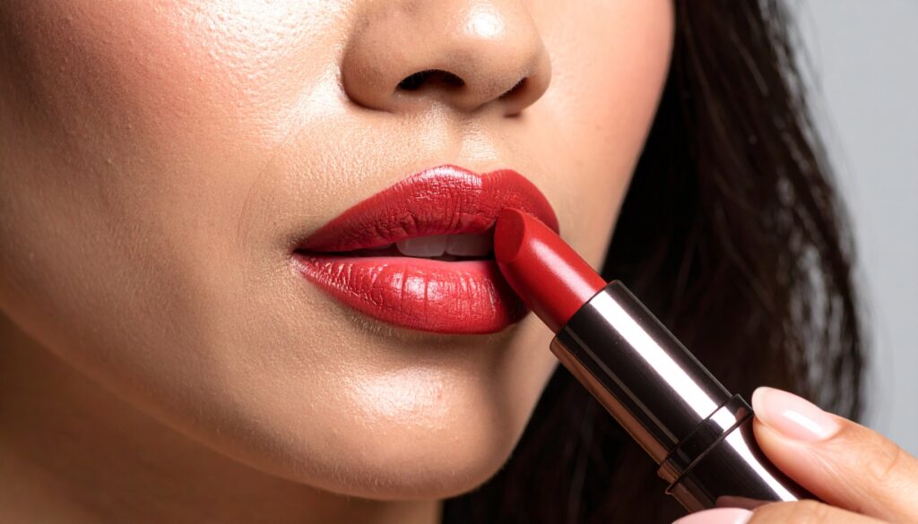 maquiagem com batom forte